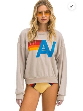 Aviator Nation Sand Rainbow Logo Sweatshirt XL Oversized Crewneck